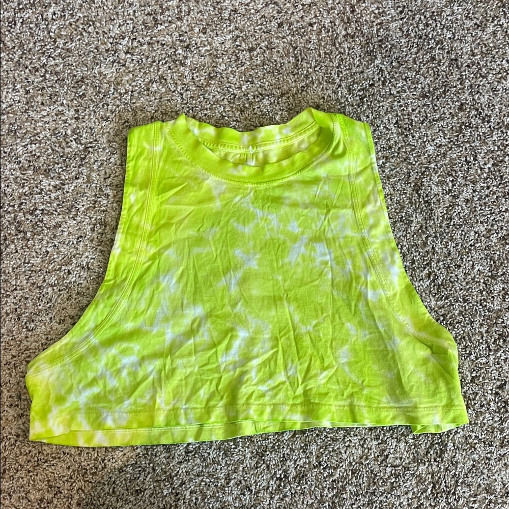 Lululemon Neon Yellow Tie-Dye Crop Top